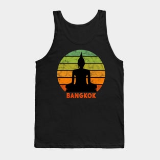 Bangkok Buddha Silhouette On A Rainbow Of Sunset Colors Tank Top